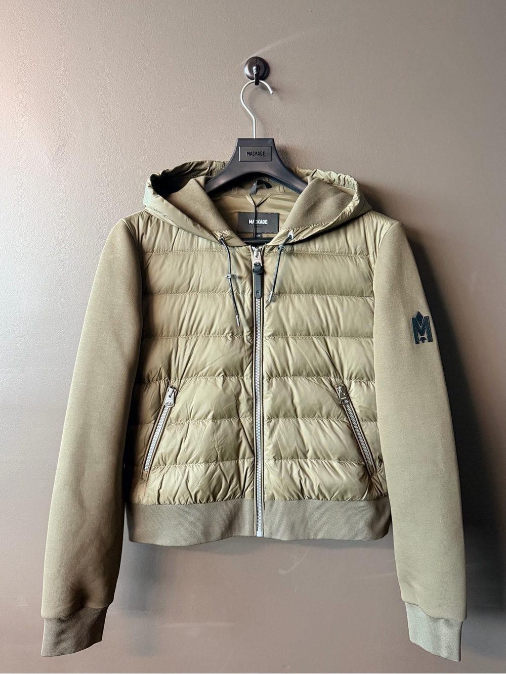 Mackage Ramona Olive Green Hooded Down Jacket